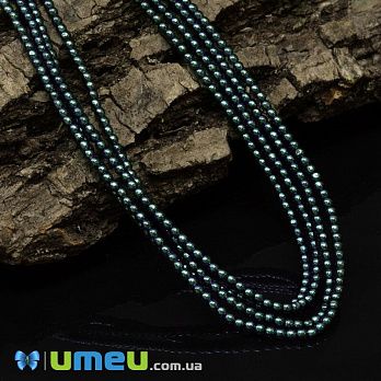 Бусины чешское стекло Preciosa Жемчуг 2 мм Pearlescent Peacock Green, Зеленые (BUS-042301)