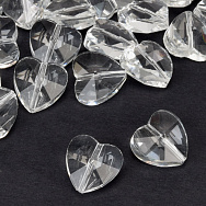 Намистина скляна, Серце грановане, 14х14х9 мм, Прозора (BUS-059987)