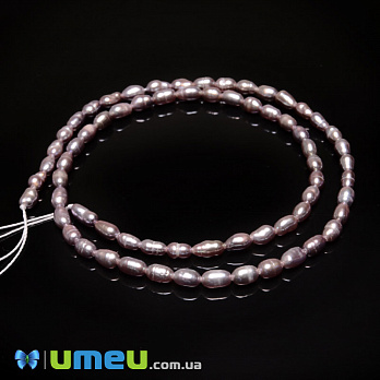 Намистини натуральні річкові Перли пудрові Рис, 5-6х3,5-4 мм (BUS-049685)