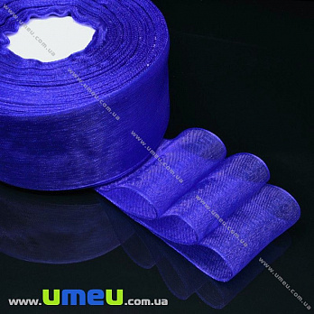 Стрічка з органзи, 40 мм, Синя (LEN-025574)