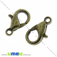 Замки-карабіни, 12х6 мм, Антична бронза (ZAM-008224)
