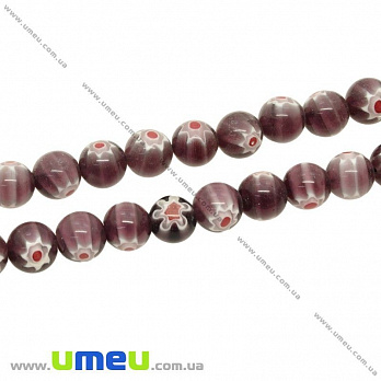 [Архів] Намистина Lampwork кругла, 10 мм, Бузкова (BUS-002449)