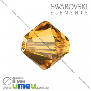 [Архів] Намистина Swarovski 5301 Topaz, 8х8 мм, Біконус (BUS-003162)