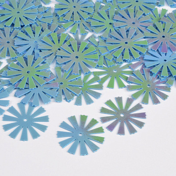 Пайетки Китай Цветы, 16 мм, Голубые АВ (PAI-052266)