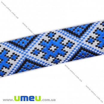Тасьма з українським орнаментом, 30 мм, Синя (LEN-016099)
