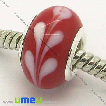 [Архів] Намистина PANDORA Lampwork, 13х9 мм, Червона, Срібло (BUS-005715)