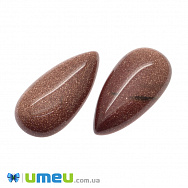 Кабошон нат. камінь Авантюрин Золотий пісок, Крапля, 30х15 мм (KAB-042757)