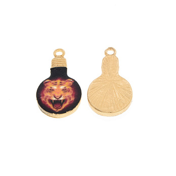 Підвіска метал. Лампочка чорна з принтом, 22х12 мм, Золото (POD-054725)