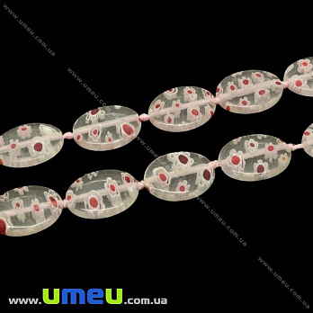 [Архів] Намистина Lampwork овальна, 18х13 мм, Прозора (BUS-003622)