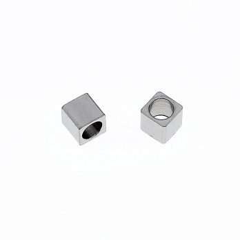 Бусина из нержавеющей стали Куб, 3 мм, Темное серебро (STL-055610)