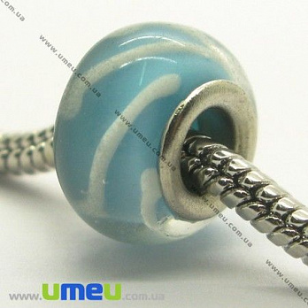 [Архів] Намистина PANDORA Lampwork, 14х10 мм, Блакитна, Срібло (BUS-004249)