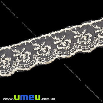 Кружево органза Яблочко, 40 мм, Бежевое (LEN-010427)