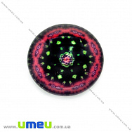 Кабошон скляний з принтом Візерунок, 18 мм, Круглий (KAB-013643)