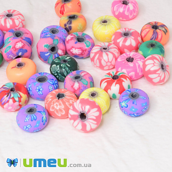 Бусина FIMO Кругла плоска, 10х6 мм, Мікс (BUS-042737)