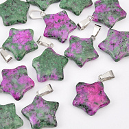 Підвіска Зірка, Натур. камінь Рубін в цоїзиті, 23х20 мм (POD-031861)