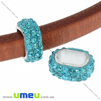 Бусина Regaliz (Licorice) со стразами, 16х13х7 мм, Голубая (BUS-016910)
