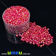 Намистини акрилові Біконуси, 4х4 мм, Червоні АВ (BUS-018065)