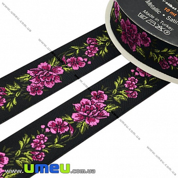 Тесьма Fantastic цветы, 25 мм, Розовая (LEN-010955)