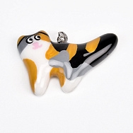 Підвіска Котик з полімерної глини, 40х27 мм, Різнокольоровий (POD-059377)