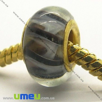 [Архів] Намистина PANDORA Lampwork, 14х8 мм, Коричнева, Золото (BUS-004546)