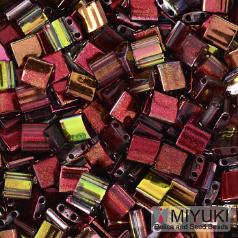 Бісер японський Miyuki TILA №4573, 5х5 мм, Червоно-зелений двосторонній (BIS-053236)