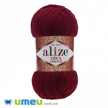 Пряжа Alize Diva Stretch 100 г, 400 м, Бордовая 57 (YAR-038356)