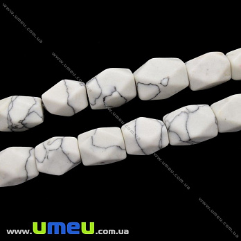 [Архів] Намистина натуральний камінь Говлит, 16х11 мм, Прямокутна гранована (BUS-027233)