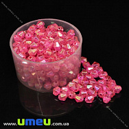 Намистини акрилові Біконуси, 6х6 мм, Малинові АВ (BUS-028819)