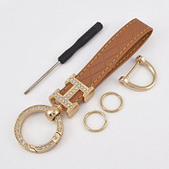 Брелок, 13х3,5 см, Коричневий, Штучна шкіра, Золото (OSN-058508)