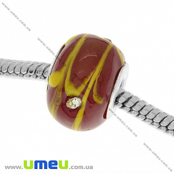 [Архів] Намистина PANDORA Lampwork, 14х10 мм, Червона, Срібло (BUS-018993)