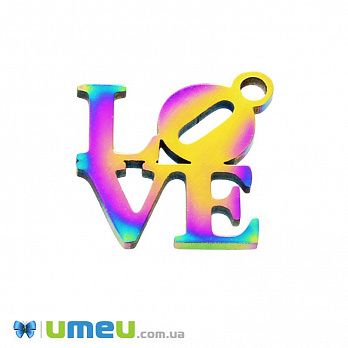Підвіска з нерж. сталі LOVE, 16,5х16 мм, Різнокольорова (STL-049187)