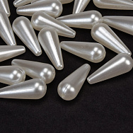 Намистини пластикові Крапля Перли, 19х8 мм, Білі (BUS-059865)