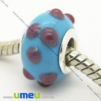 [Архів] Намистина PANDORA Lampwork, 15х9 мм, Блакитна, Срібло (BUS-006914)
