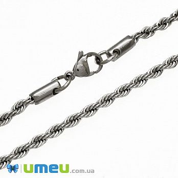 Основа на шию з нерж. ст., Темне срібло, 3 мм, 60 см (STL-049650)