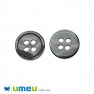 Гудзик пластиковий Круглий, 11,5 мм, Чорний перламутровий (PUG-038646)