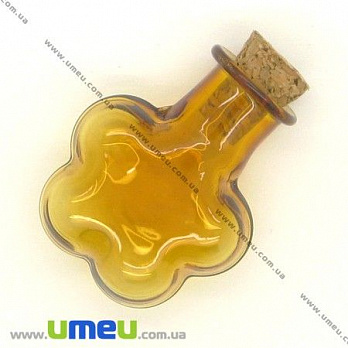 Скляна баночка Квітка, Коричнева, 24х20 мм (DIF-006690)