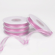 Стрічка з органзи з атласним кантом, 10 мм, Рожева (LEN-056778)
