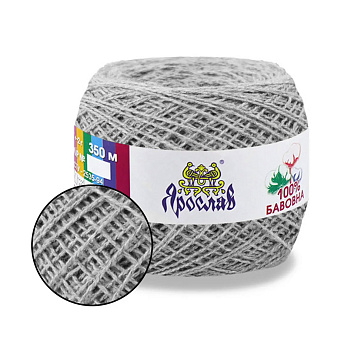 Пряжа Ярослав Бавовна 14/2, 50 г, 350 м, Сіра 109 (YAR-058971)
