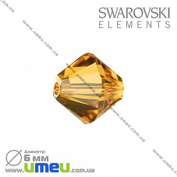 [Архів] Намистина Swarovski 5301 Topaz, 6х6 мм, Біконус (BUS-003168)