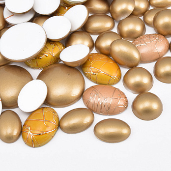 Кабошони пластикові, Мікс золотистий (KAB-060983)