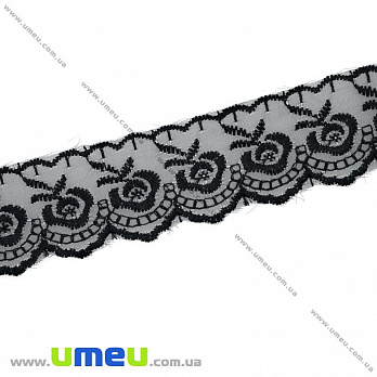 Мереживо органза Яблучко, 40 мм, Чорне (LEN-010450)