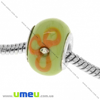 [Архів] Намистина PANDORA Lampwork, 14х10 мм, Оливкова, Срібло (BUS-018989)
