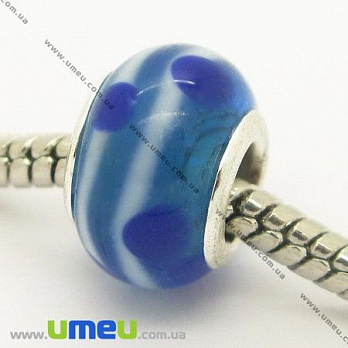 [Архів] Намистина PANDORA Lampwork, 13х9 мм, Синя, Срібло (BUS-006917)