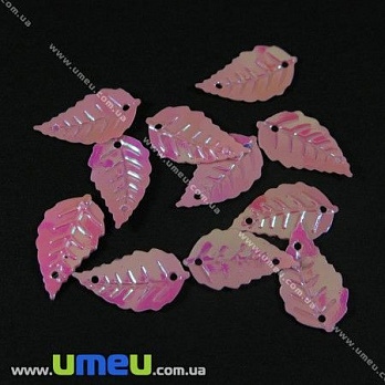 Пайетки Китай Листики, 16х9 мм, Розовые AB (PAI-001526)