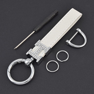 Брелок, 13х3 см, Білий, Натуральна шкіра, Темне срібло (OSN-058506)