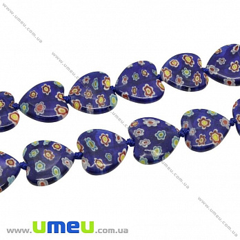 [Архів] Намистина Lampwork серце, 15х16 мм, Синя (BUS-004211)