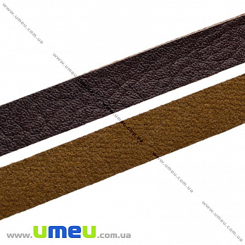 Штучний шкіряний шнур плоский, Коричневий, 10х1,5 мм (LEN-011679)
