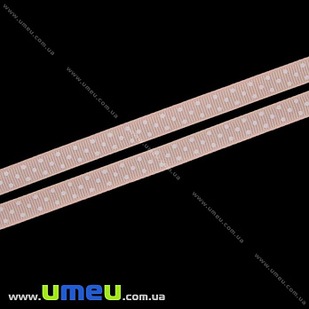 Репсовая лента в горошек, 10 мм, Персиковая (LEN-022439)
