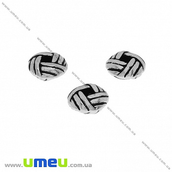 Намистина мет. Кругла плоска, 6х3 мм, Античне срібло (BUS-031584)