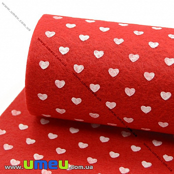 [Архів] Фетр Сердечки 1 мм, 30х30 см, 101 Червоний (FLT-011535)